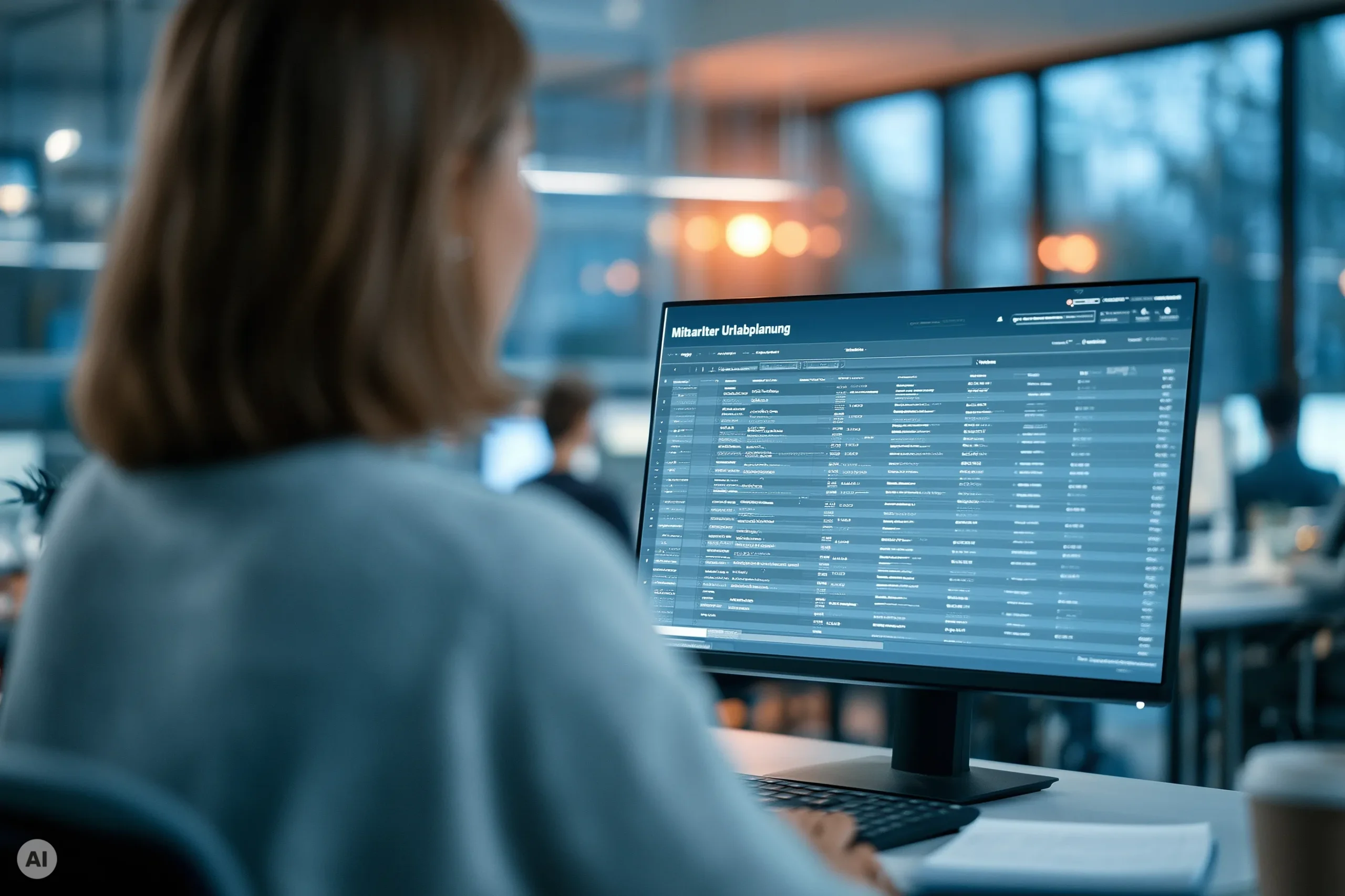 Eine Mitarbeiterin eines Berliner Unternehmens prüft die Datensätze ihrer Kollegen