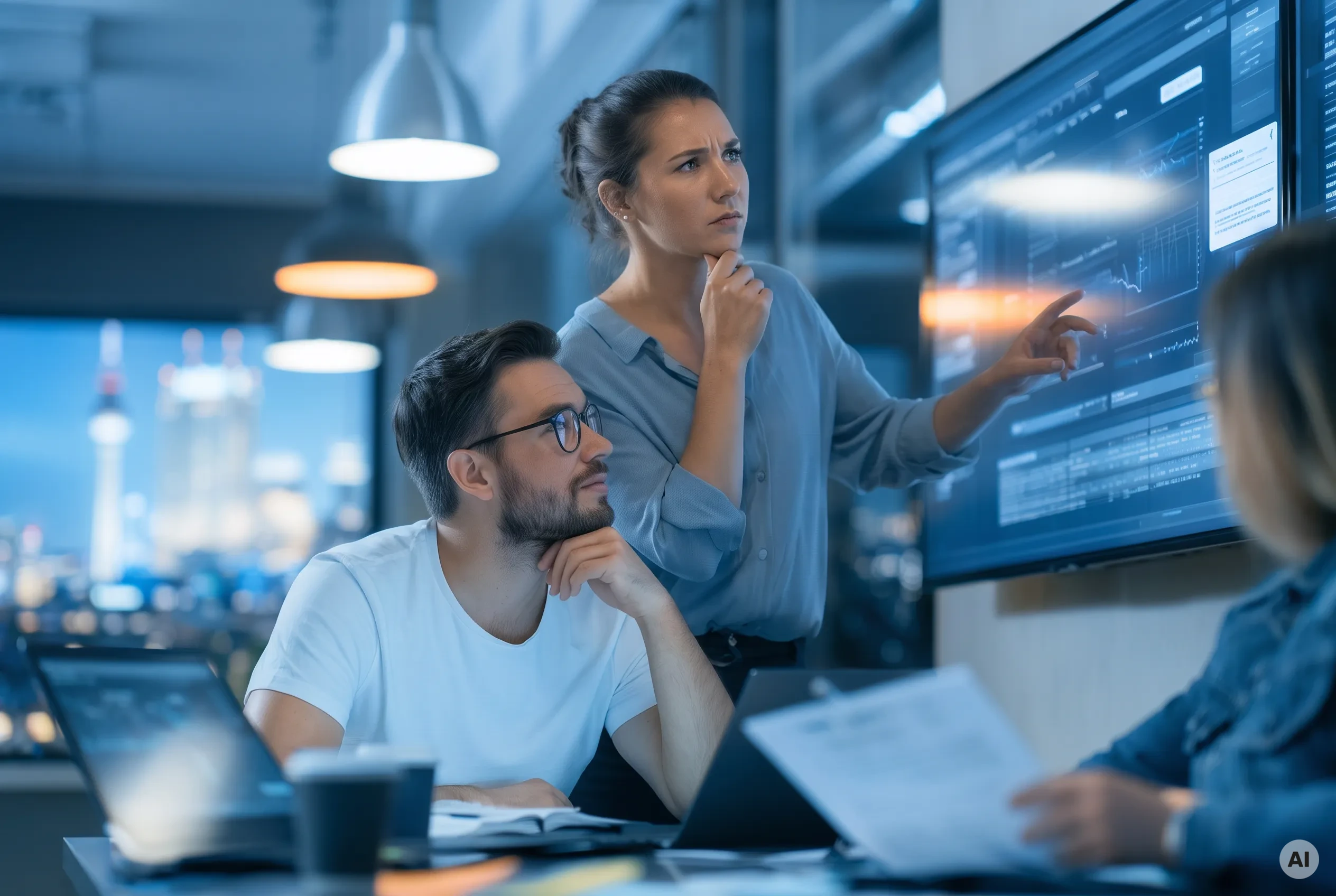 Mitarbeiter eines Unternehmens besprechen bei der Produktentwicklung, welche Komponenten für den CRA relevant sind
