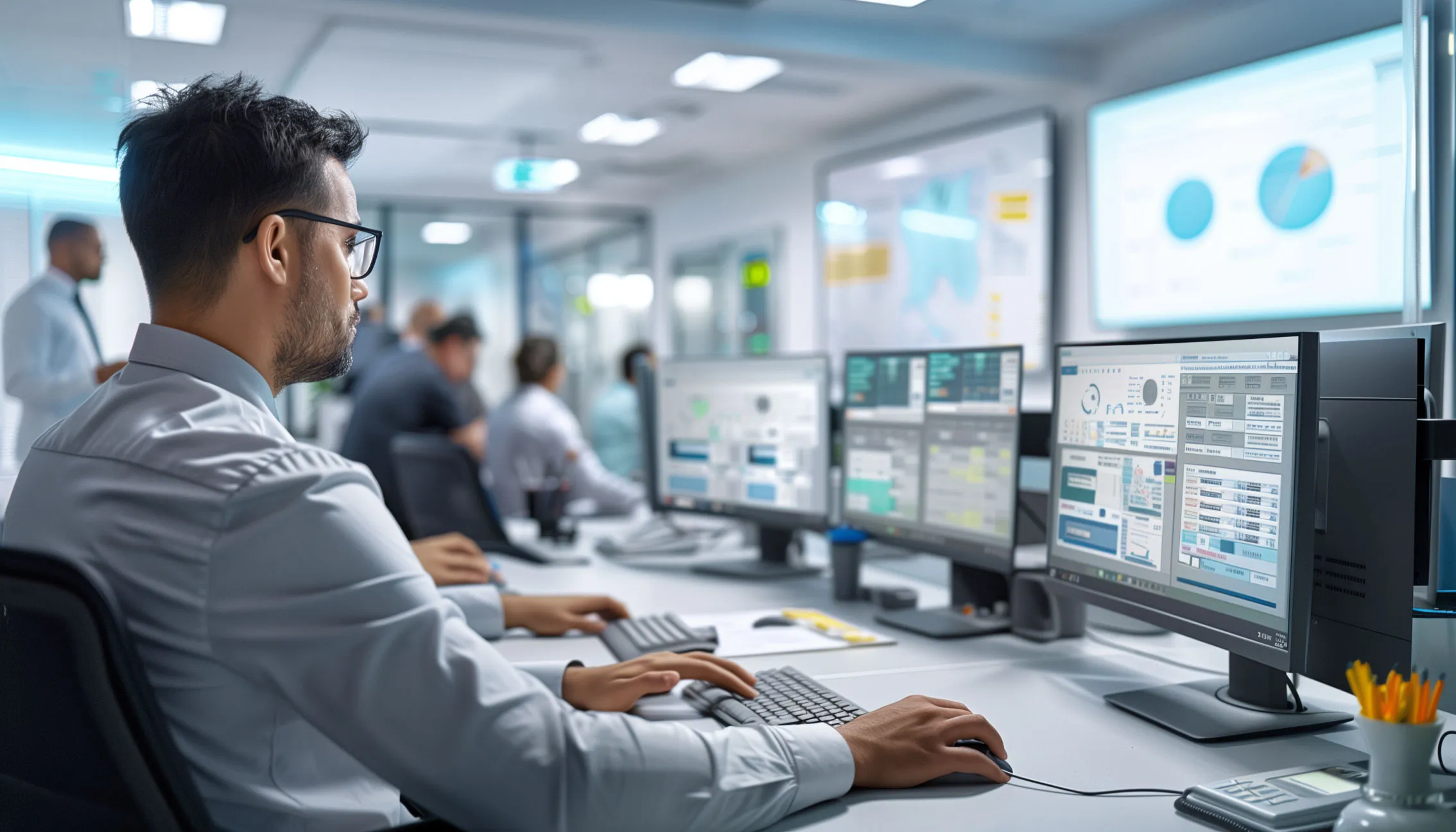 Mitarbeiter eines Unternehmens lernen mit Onlinekursen von activeMind die Compliance und Sicherheit ihres Unternehmens zu verbessern