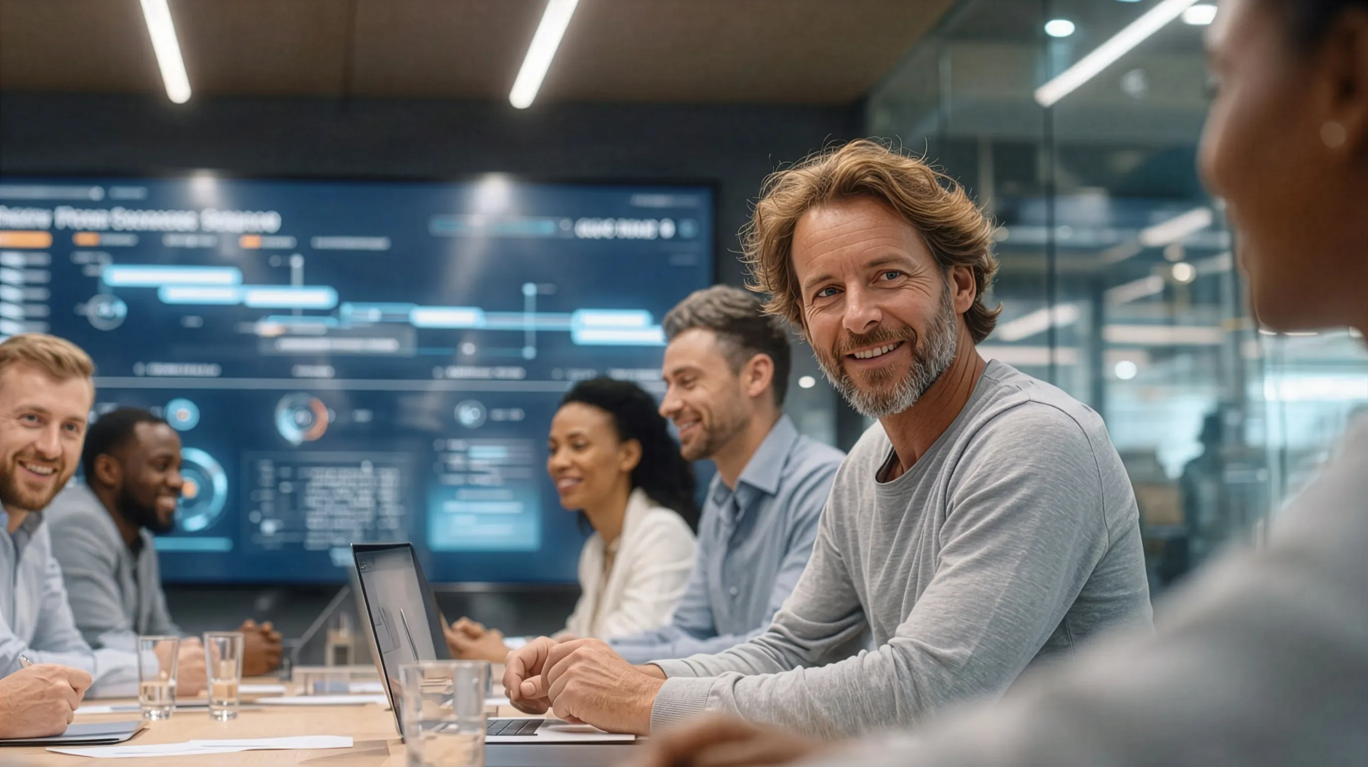 Einem CRA-Compliance-Kickoff-Workshop erarbeiten die Mitarbeiter eines Unternehmens mit einem Berater der activeMind AG die konkret notwendigen Schritte für ihre Produkte