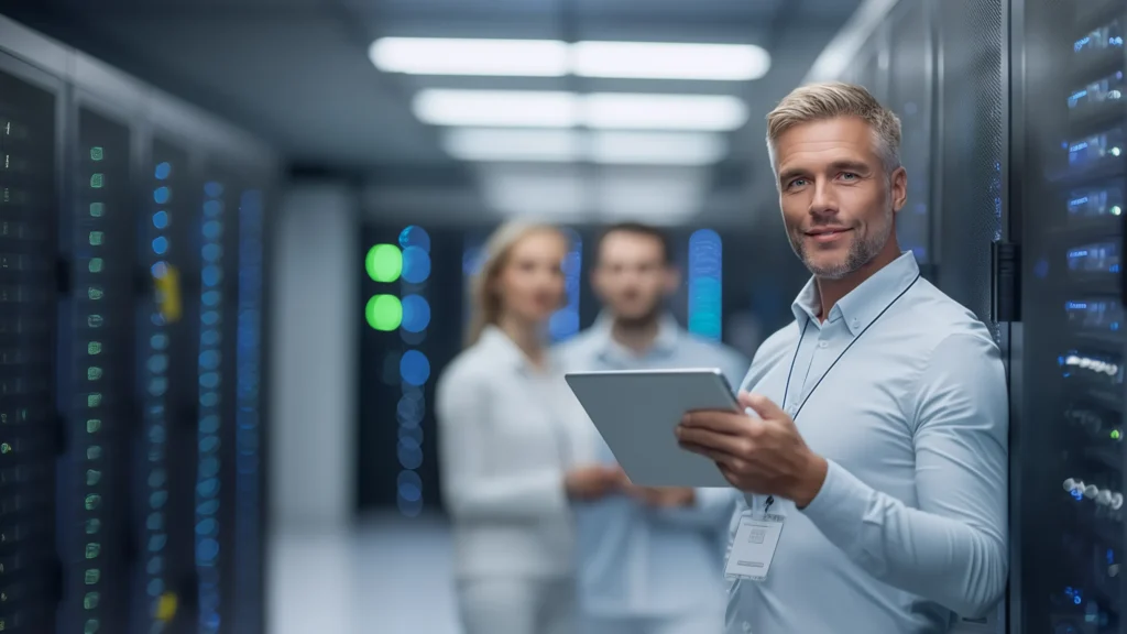 Ein Berater von activeMind führt eine NIS2-Gap-Analyse durch um mit dem Team des Unternehmens Schwachstellen aufzudecken und zu schließen